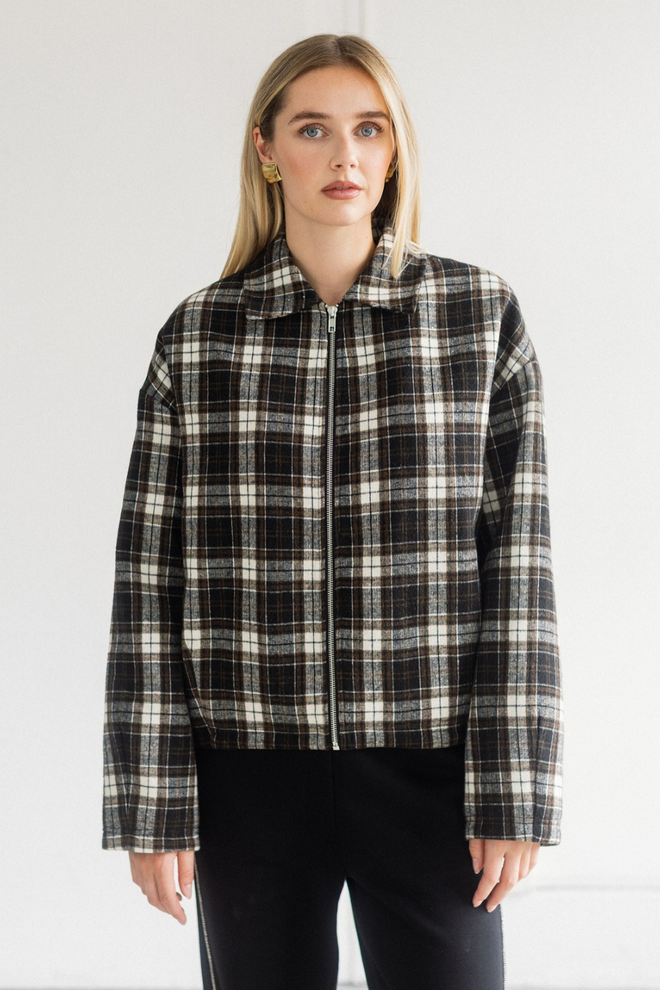 Brunette The Label Plaid Bubble Jacket