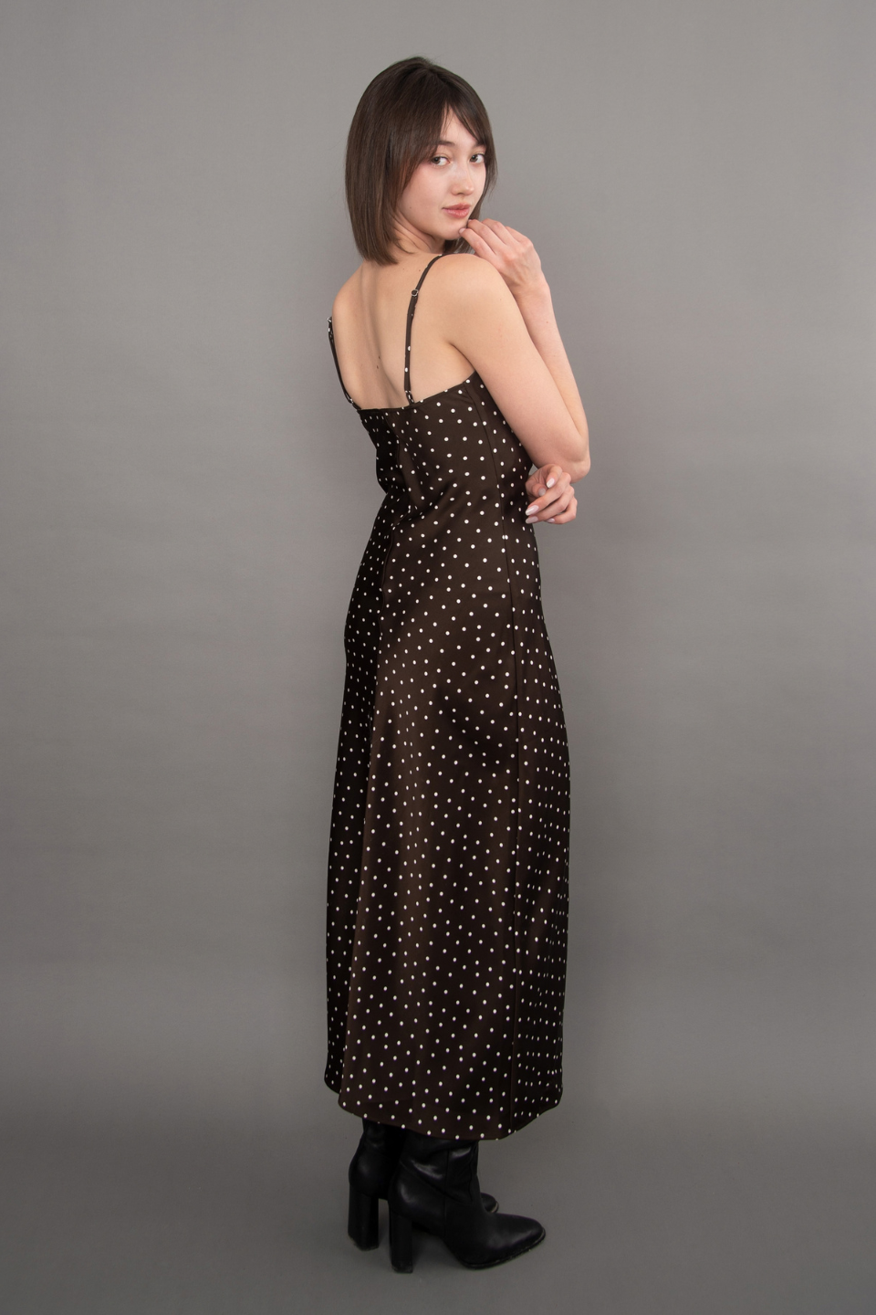 RD Style Cartier Printed Satin Cowl Neck Dress