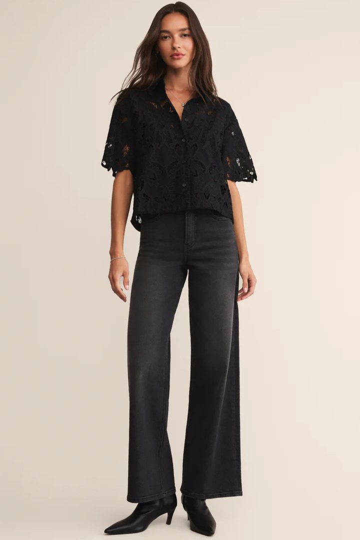 Midnight Embroidered Top