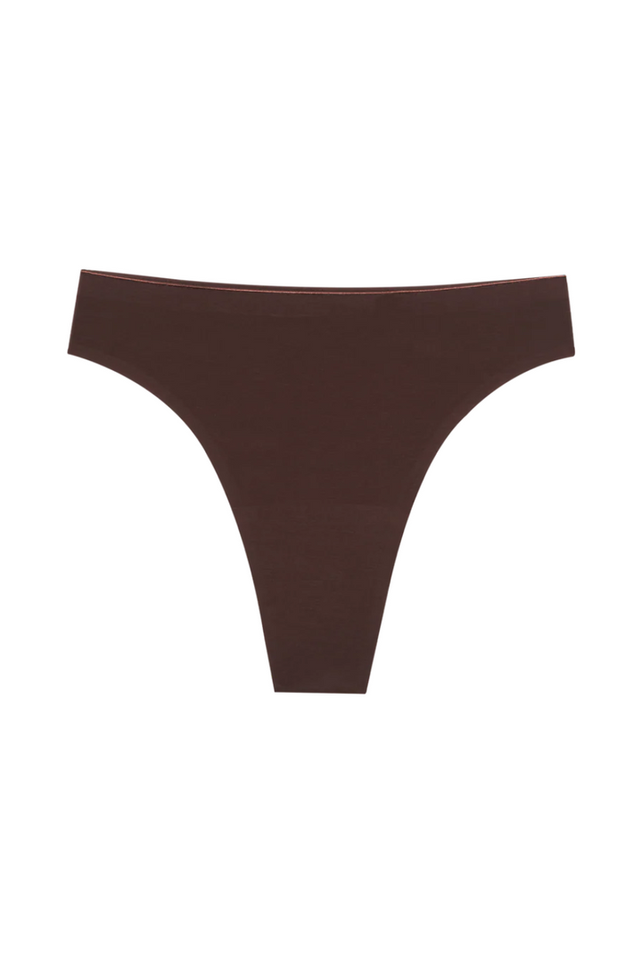 Seamless High Rise Thong in Brown | Mineral Undies