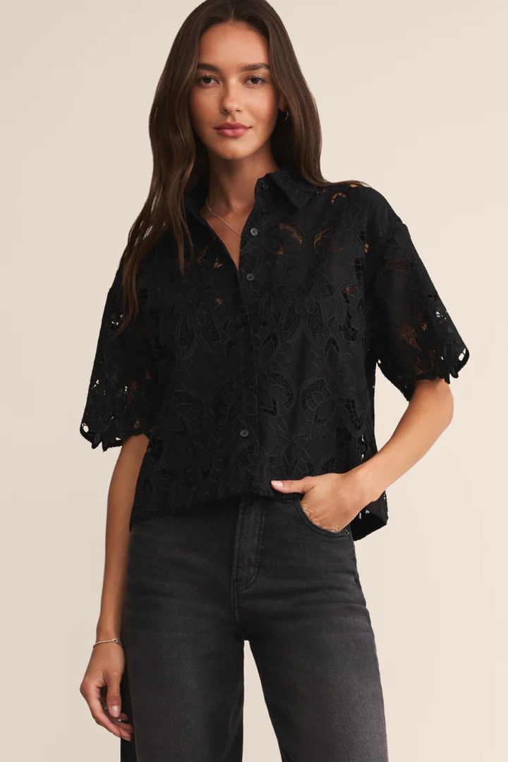 Midnight Embroidered Top