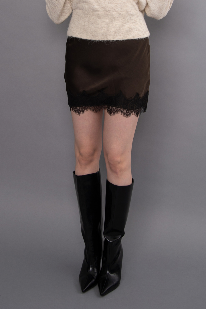 RD Style Kira Satin Lace Trim Mini Skirt