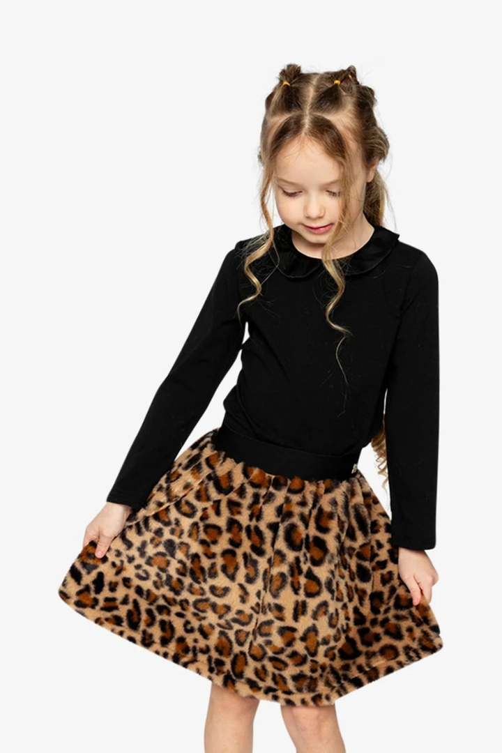 Deux Par Deux Organic Cotton T-Shirt With Peter Pan Collar Black