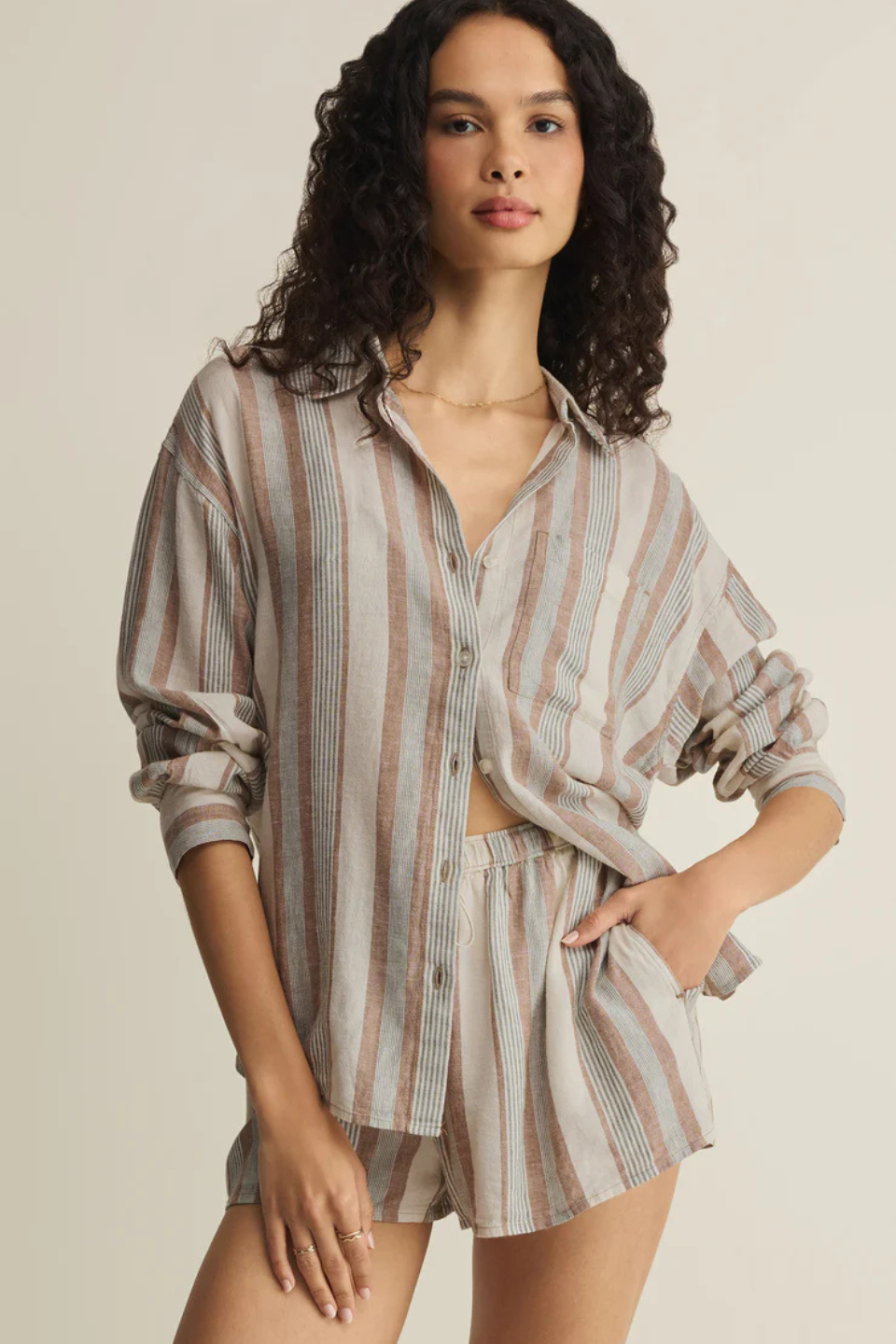 Z Supply The Perfect Striped Linen Button Up Z SUPPLY