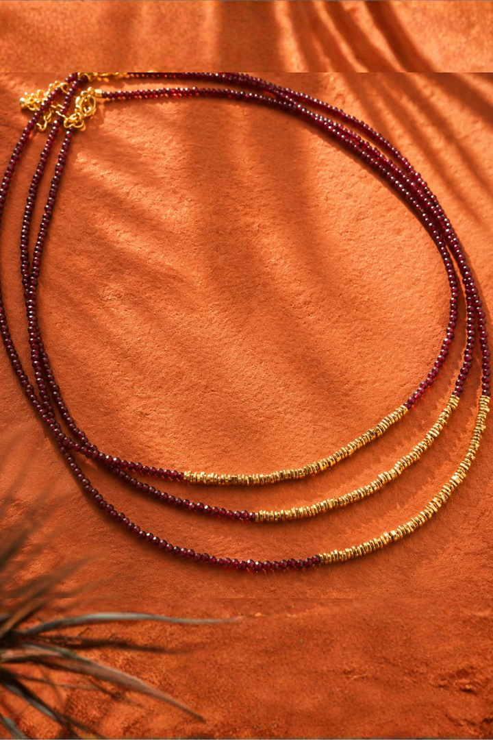 DBL Designs Good Energy Burgundy Carnelian Gemstone Layering Necklace