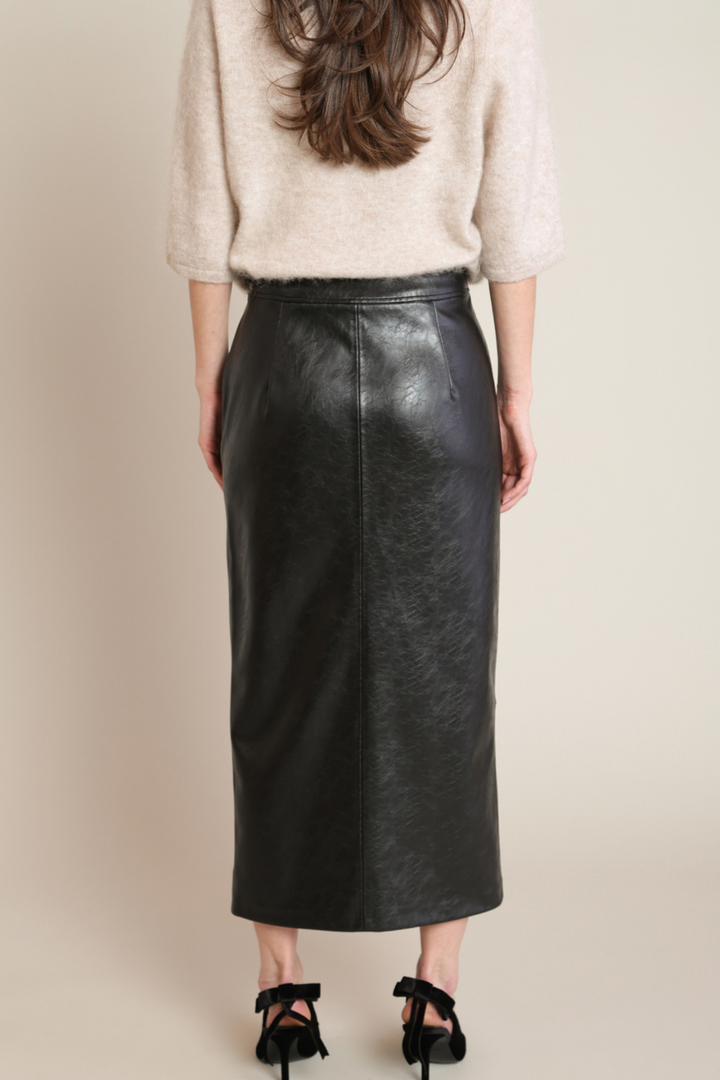 Black Tape Margot Faux-Leather Midi Skirt