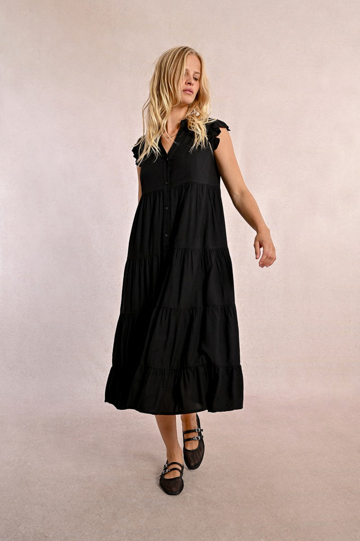 Long dress with multi-ruffles
