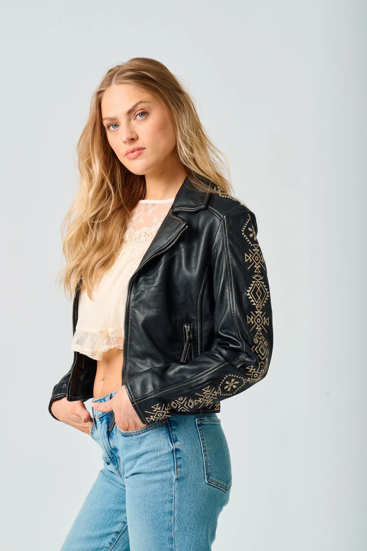 Cora RF Leather Jacket - Hot Peppers Clothing