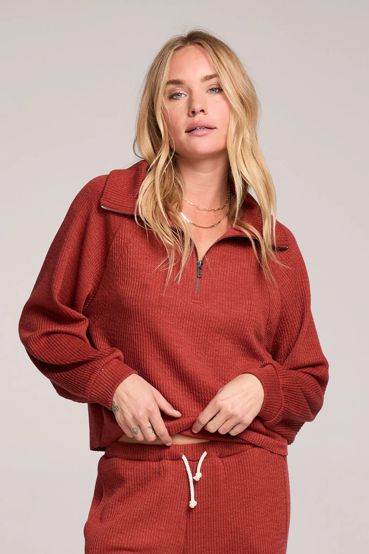 Half Zip Rustic Raglan Pullover