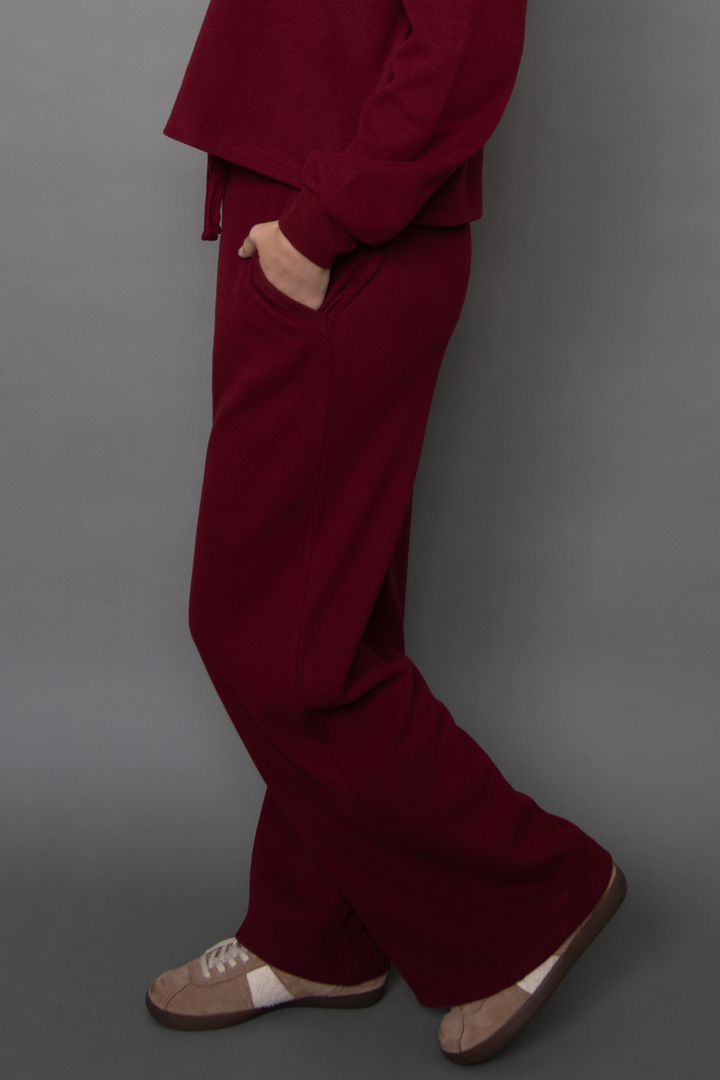 RD Style Philo Cozy Waffle Drawstring Wide Leg Pant