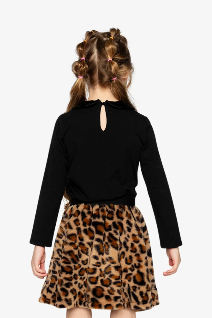 Deux Par Deux Organic Cotton T-Shirt With Peter Pan Collar Black