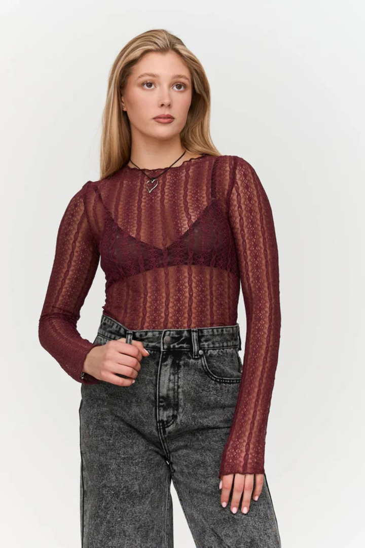 Bordeaux Lace Top