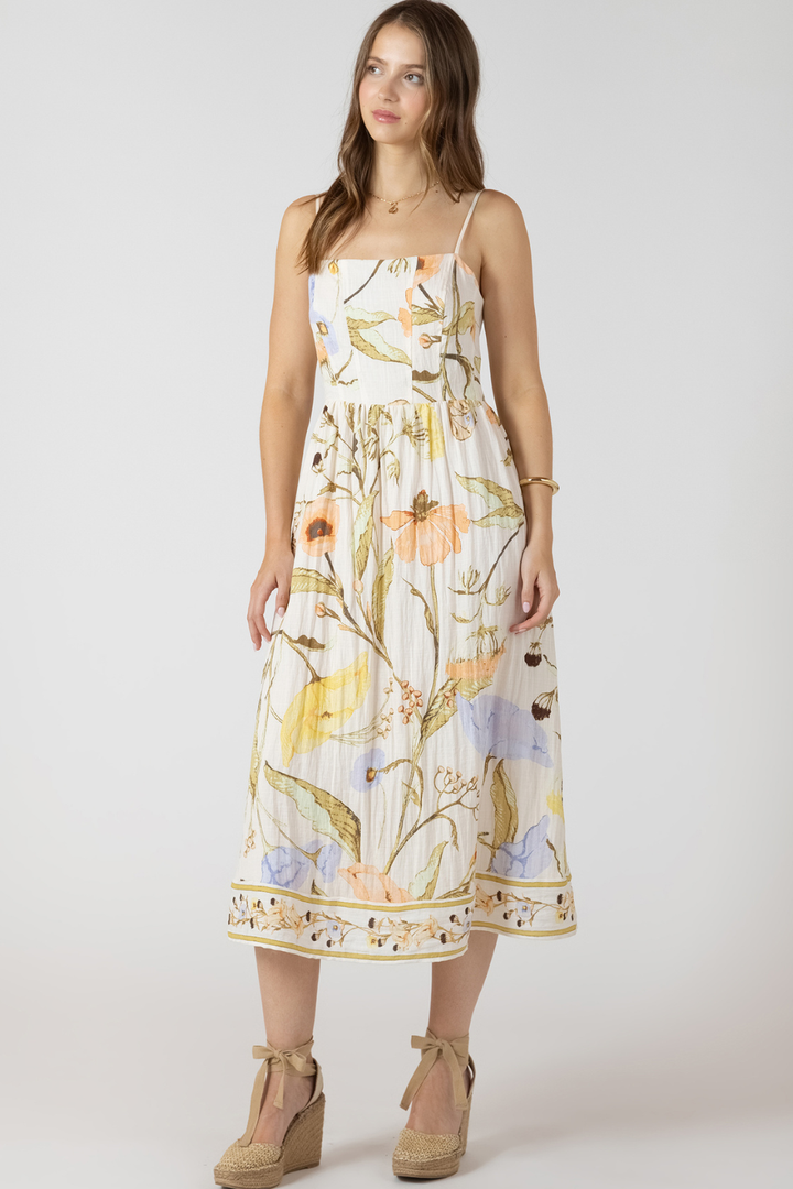 Dex Gardenia Smocked Detail Midi Dress DEX