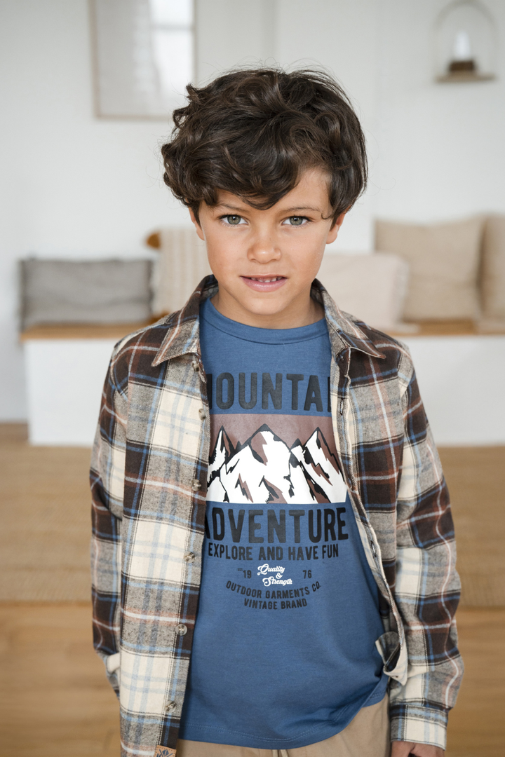 MID Kids Boys Plaid Button-Up Shirt