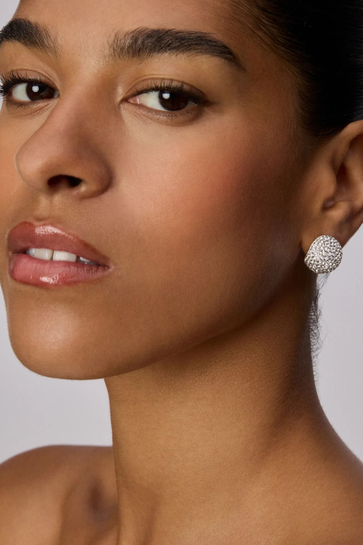 Icon Sparkle Stud Earrings in White