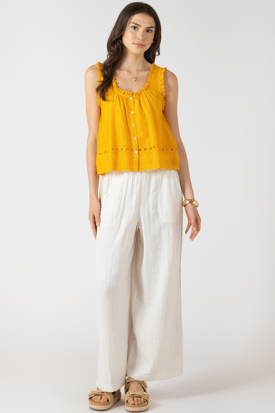 Dex Langley Embroidered Lace Trim Tank - Hot Peppers Clothing