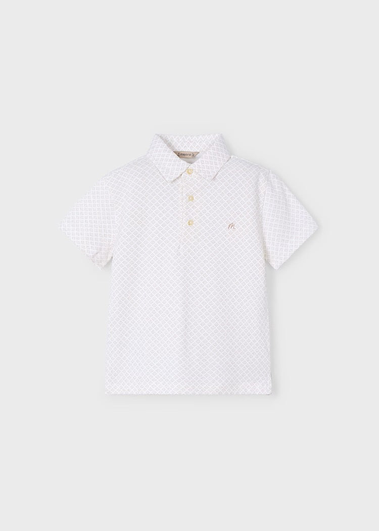 Geometric print polo shirt