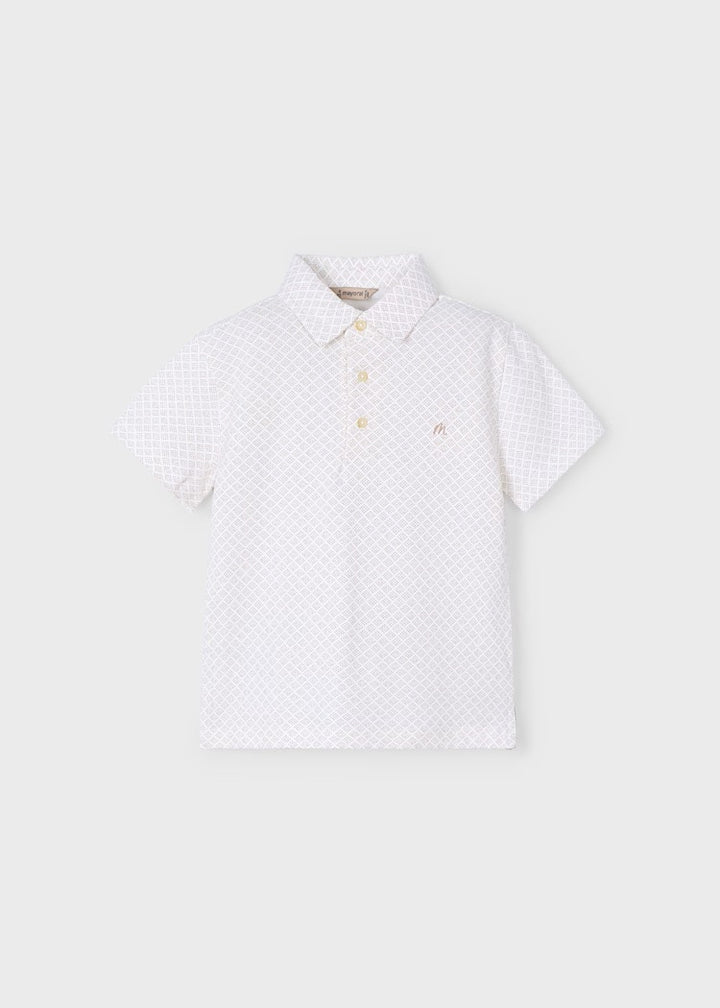 Geometric print polo shirt