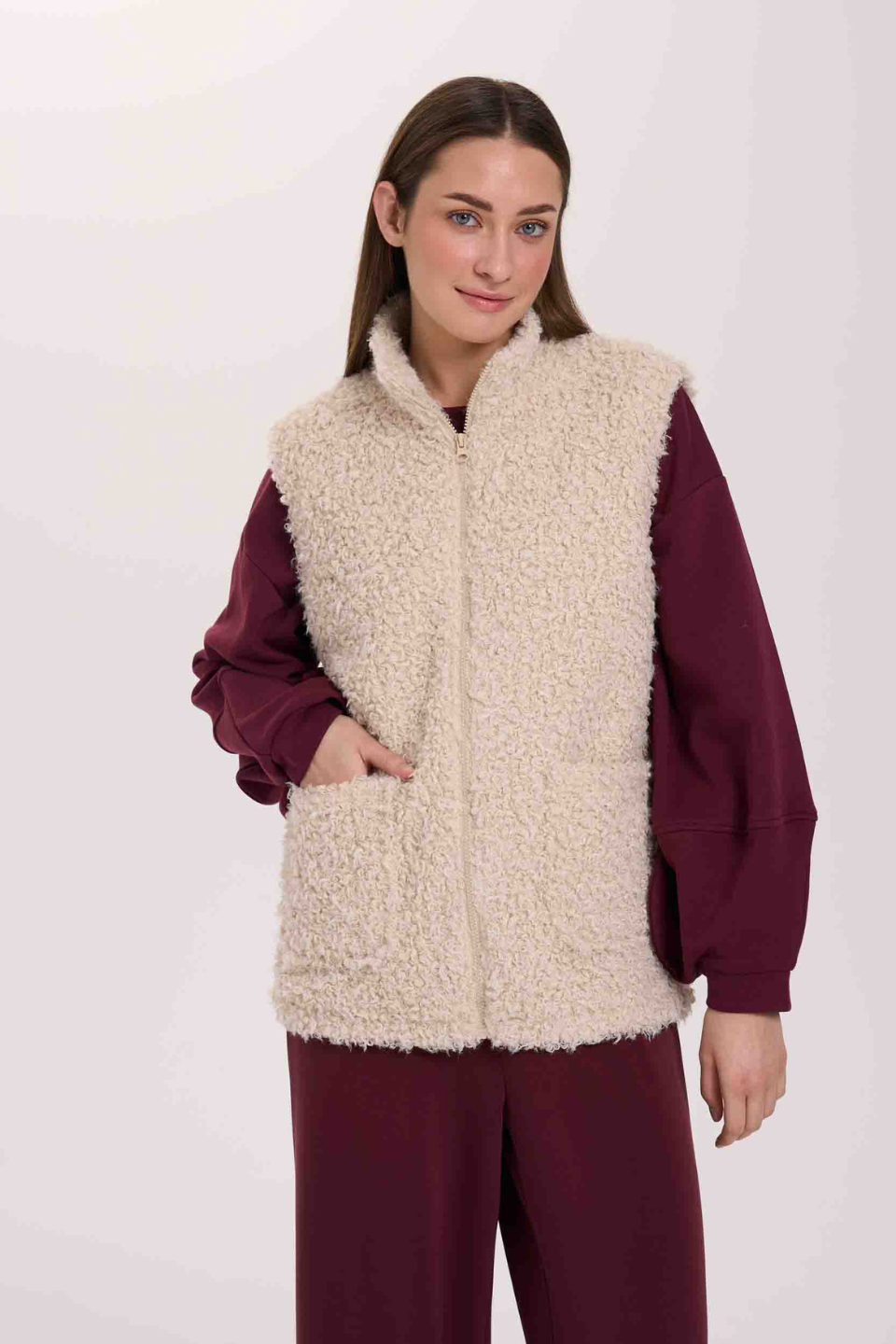 24Colours Ingrid Bouclé Zip Vest