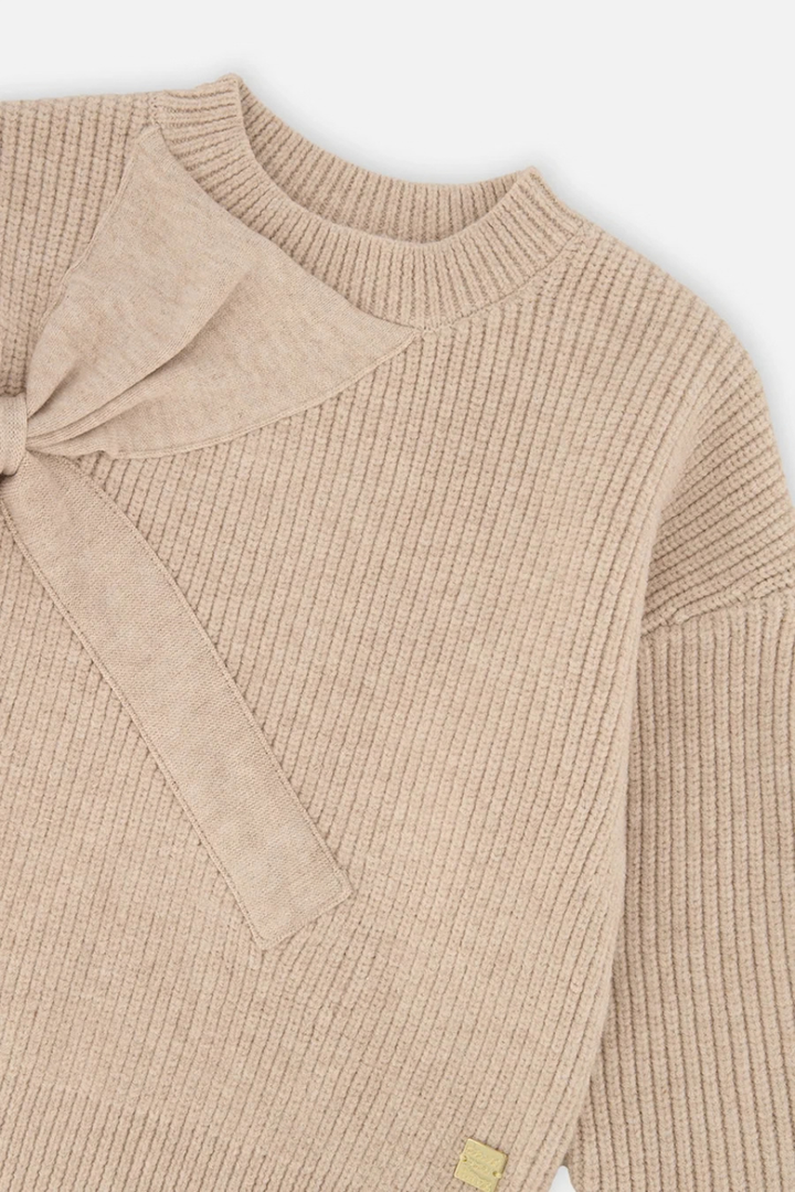 Deux Par Deux Sweater With Bow Beige