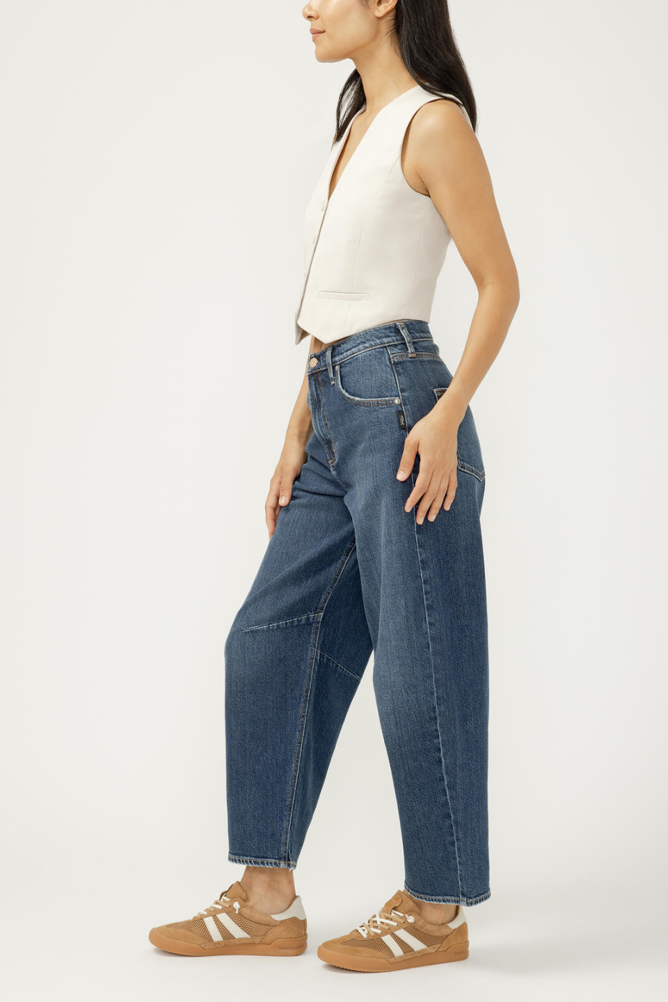 SILVER High Rise Barrel Leg Jeans - Hot Peppers Clothing