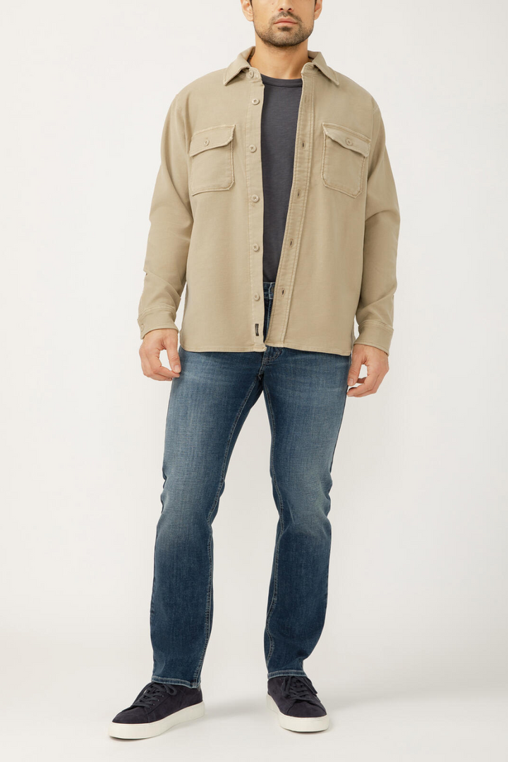 Button Up Knit Flex Shirt