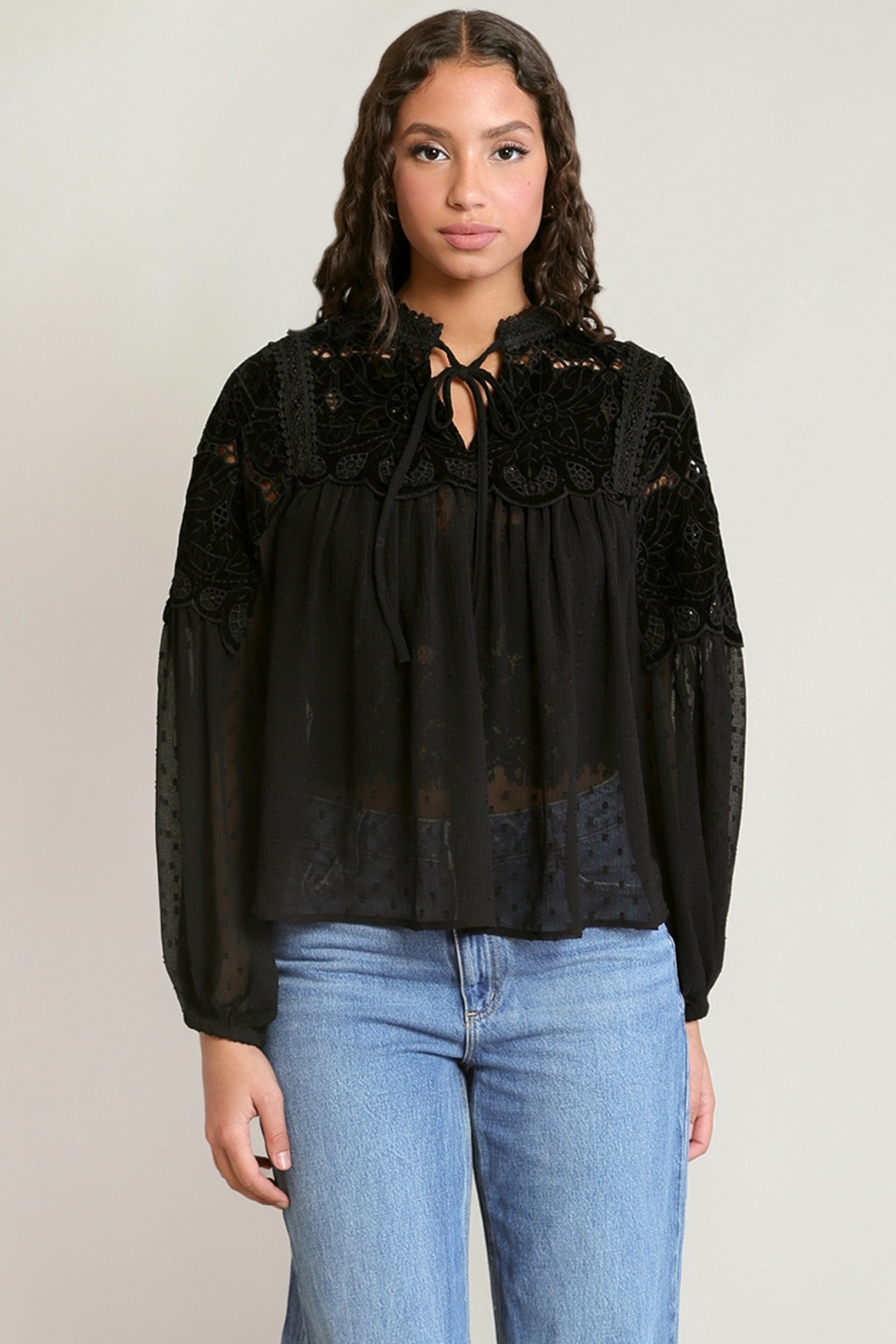 Dex Sabine Sheer Lace Blouse