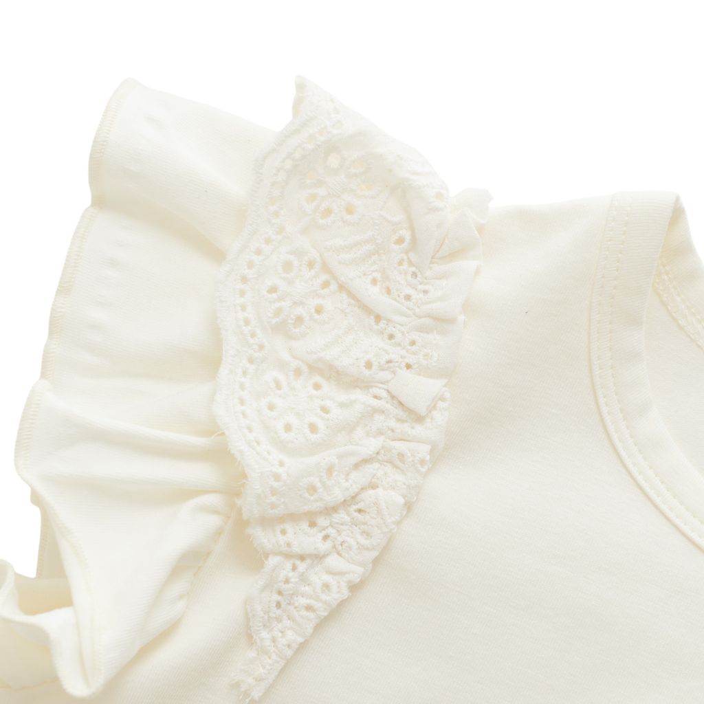 Ruffle Sleeve Organic Cotton T-Shirt