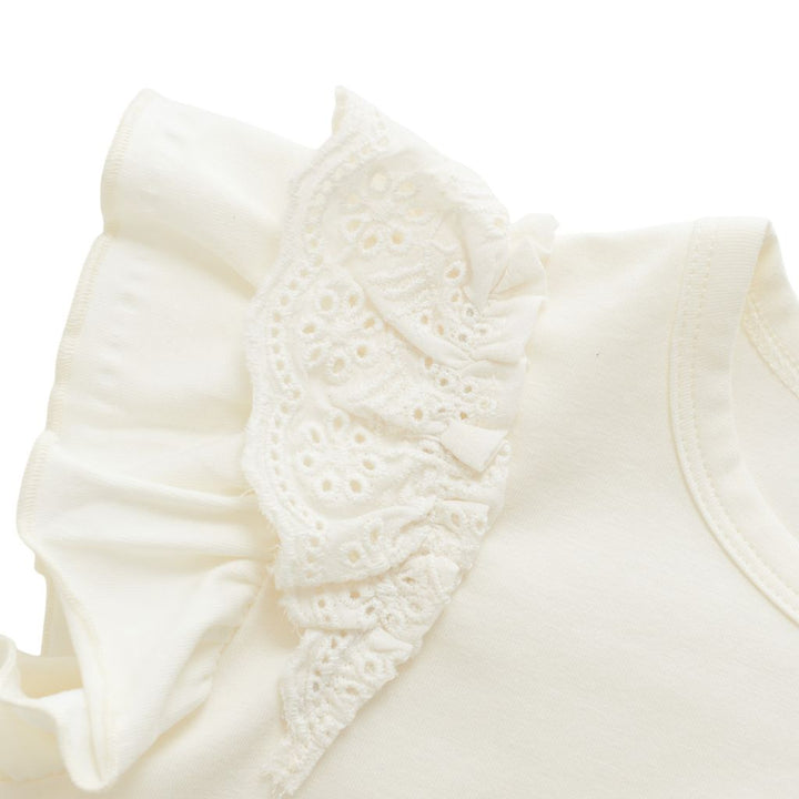 Ruffle Sleeve Organic Cotton T-Shirt