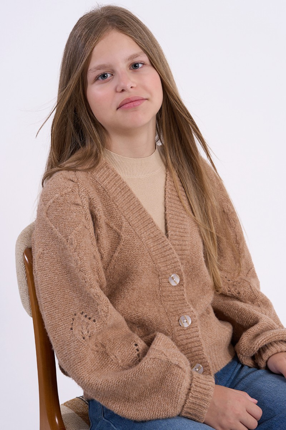 Puff-sleeved Cardigan