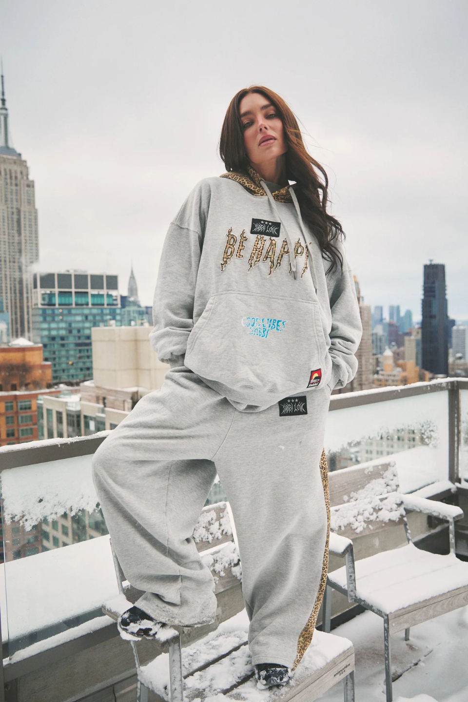 SABBI THE BE HAPPY LEOPARD HOODIE