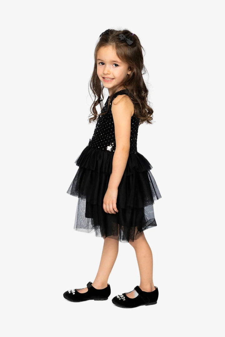 Deux Par Deux Bi-Material Sleeveless Dress Black