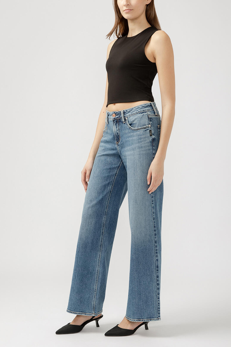 SILVER Suki Mid Rise Wide Leg Jeans - Hot Peppers Clothing