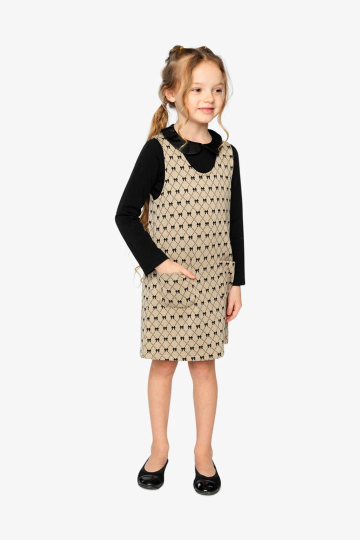 Deux Par Deux Jumper Beige Bow Tie Print