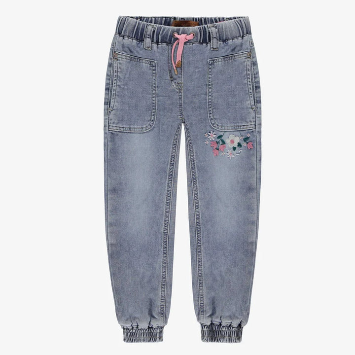 Medium Blue Denim pants With Embroidery