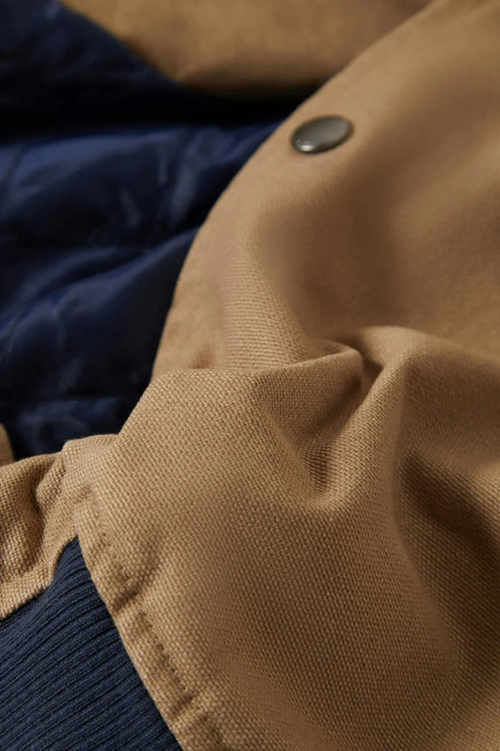 Canvas Hooded Bomber Jacket