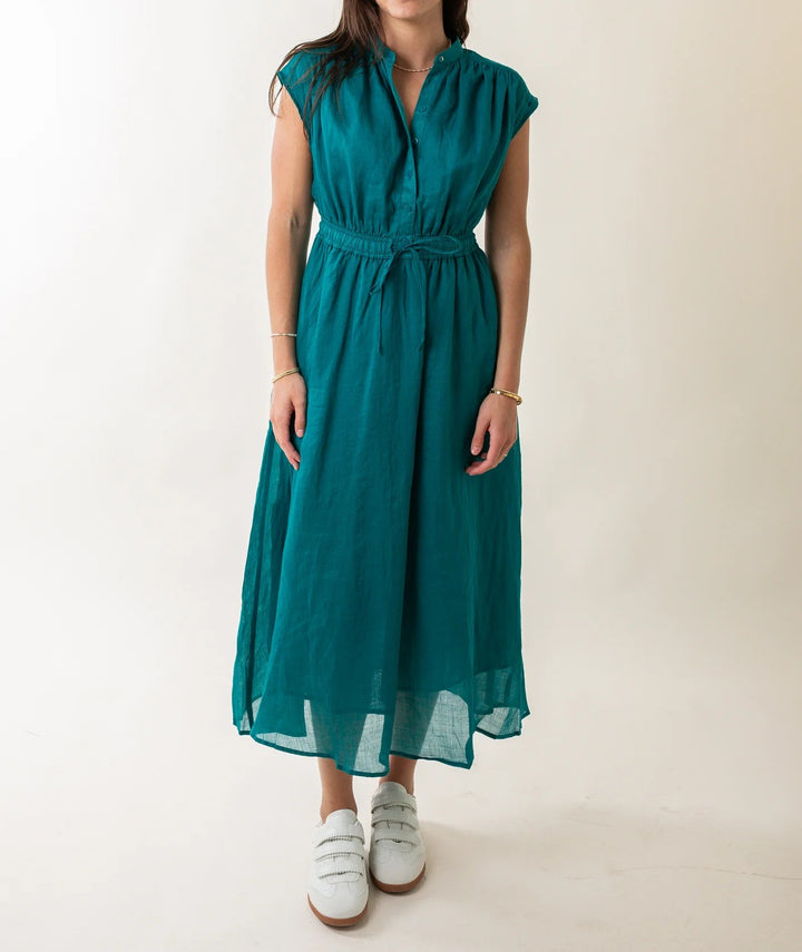 Emerald Midi Tie Waist Dress