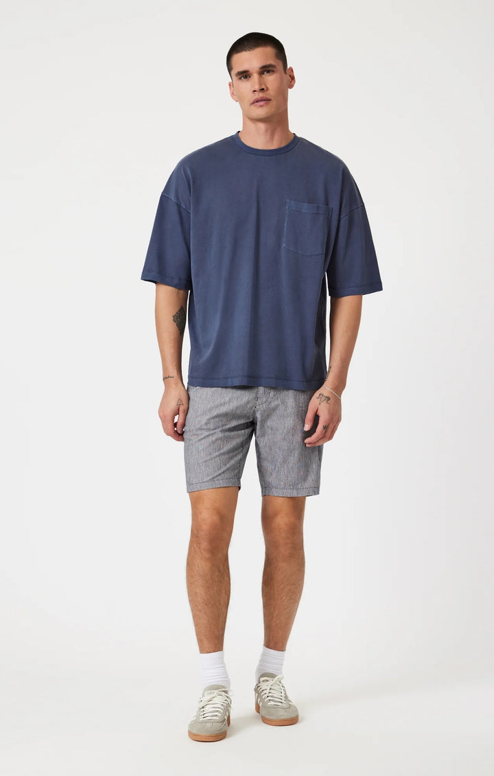 Noah 9" inseam Shorts | Navy Linen Stripe