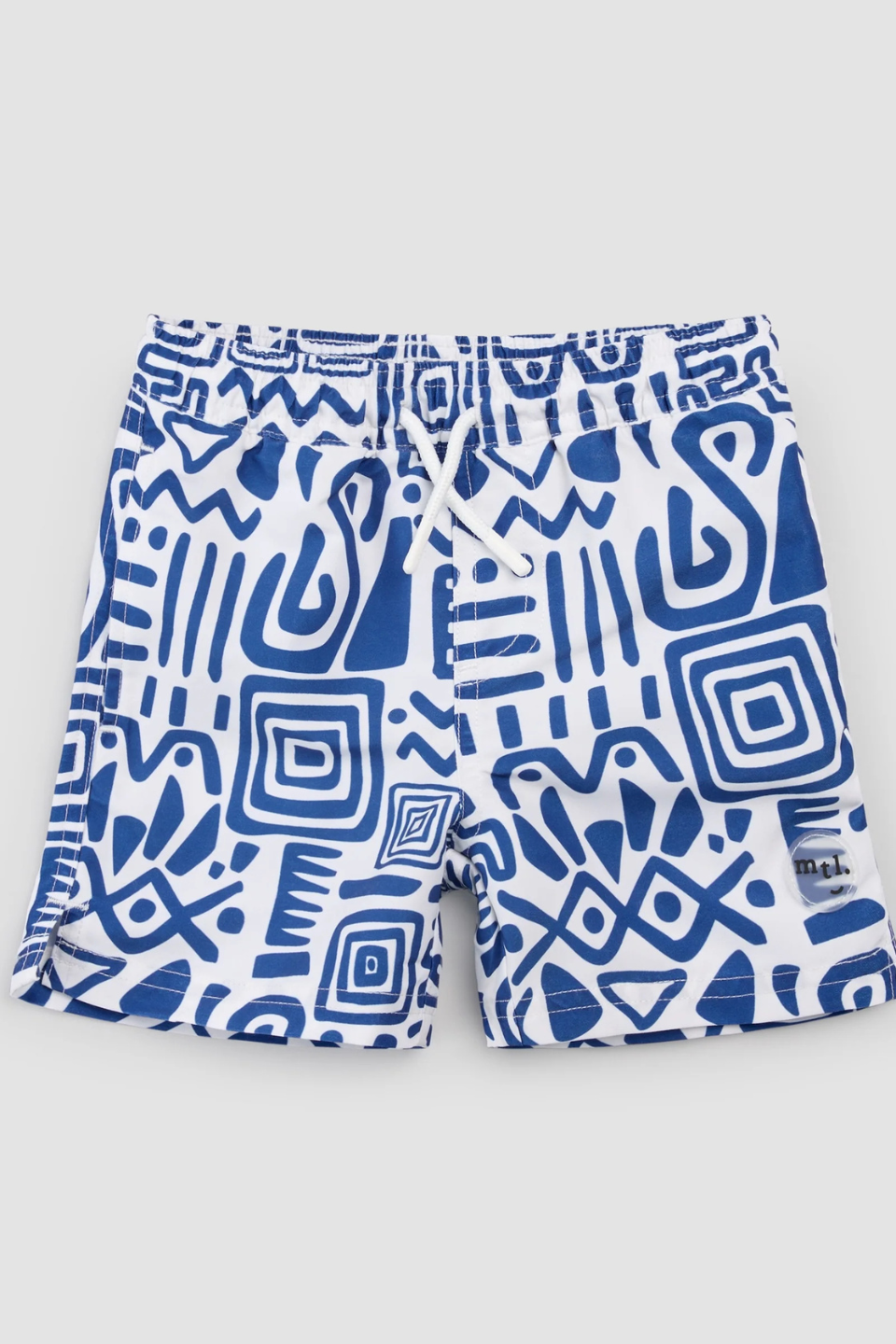 Deep Blue and Off-White Patterned Swim Trunks - Hot Peppers Clothing