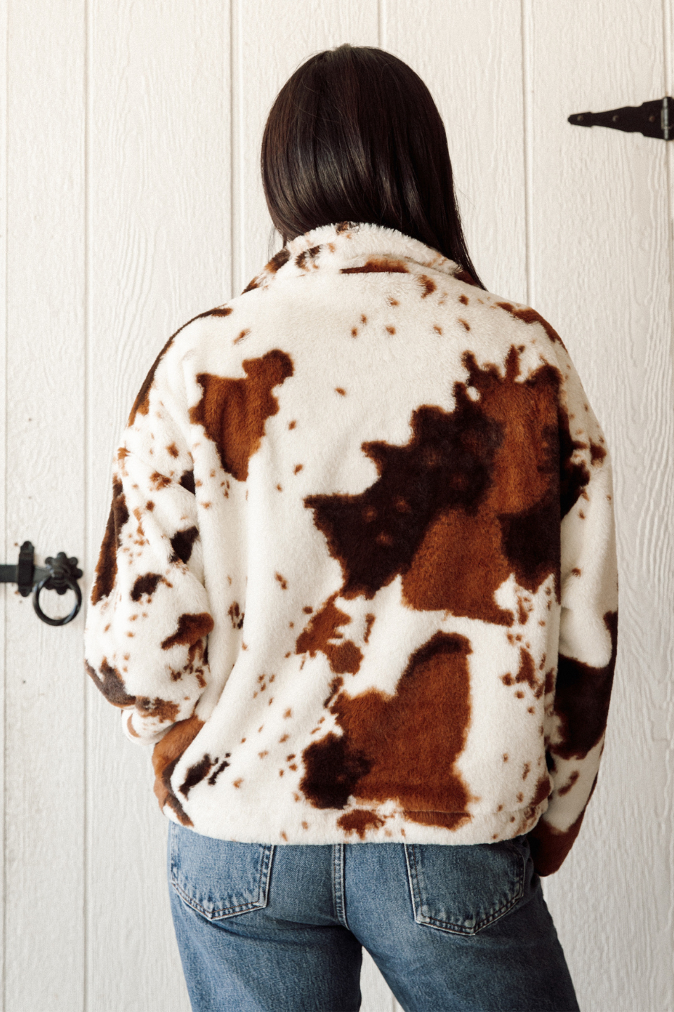 Cow Print Half Zip