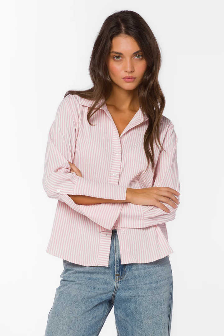 Amaya Pink Stripe Shirt - Hot Peppers Clothing