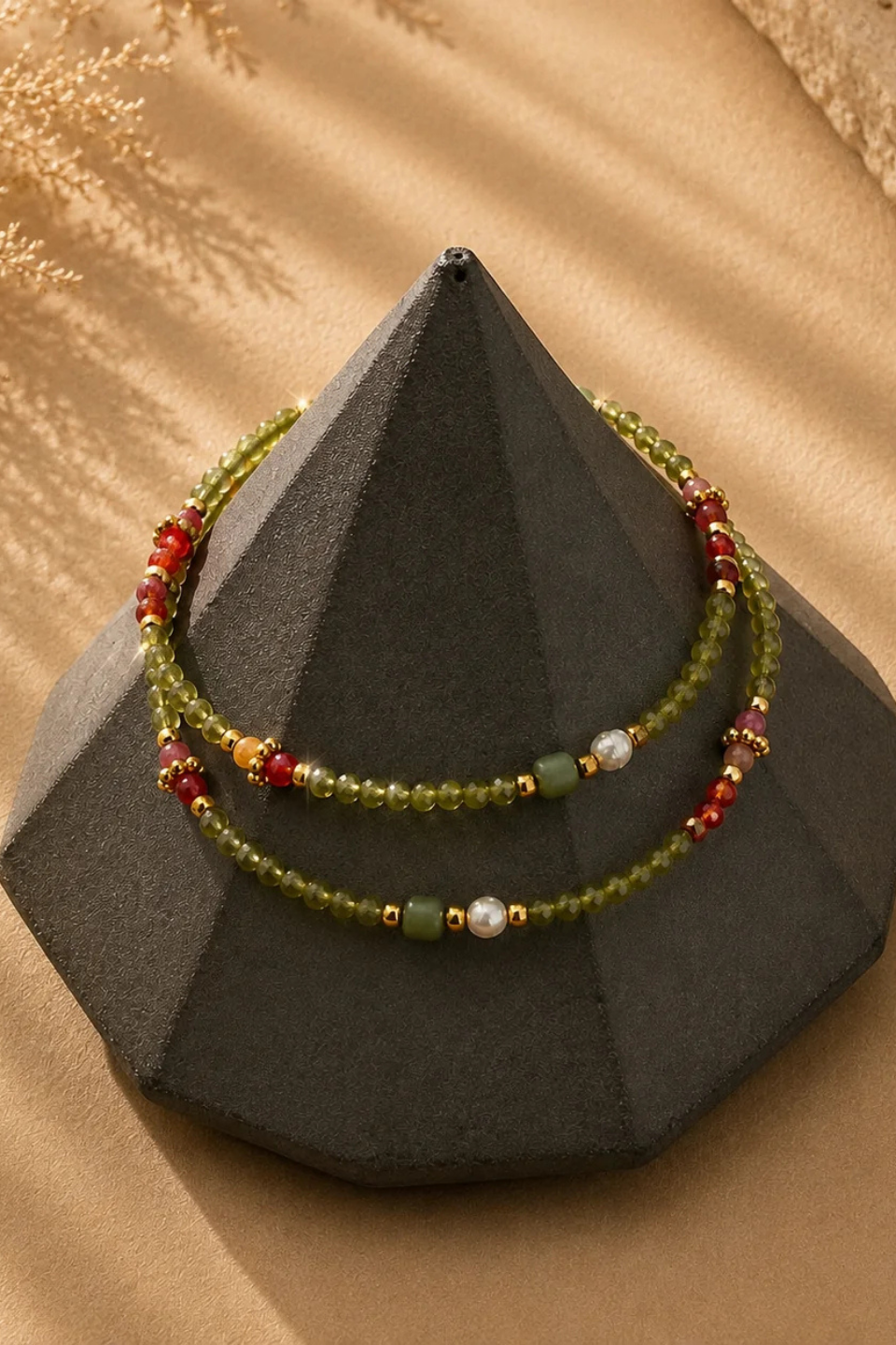 DBL Designs Good Energy Multicolour Green Crystal Bracelet