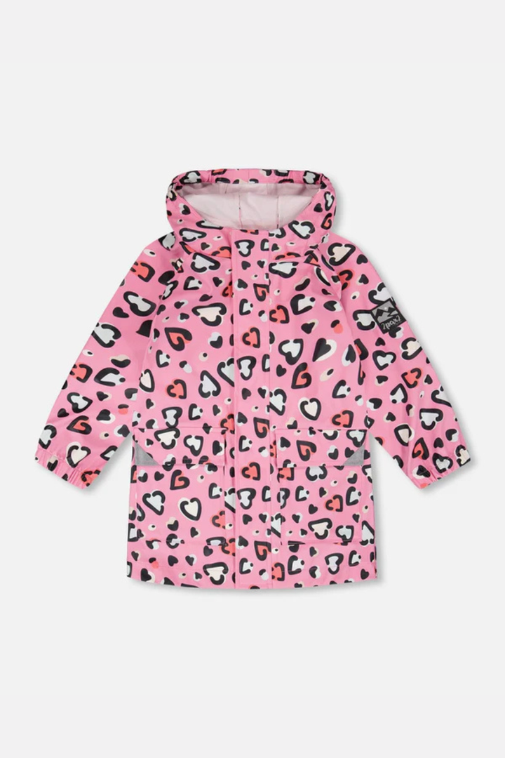 Pink raincoat with color-changing hearts