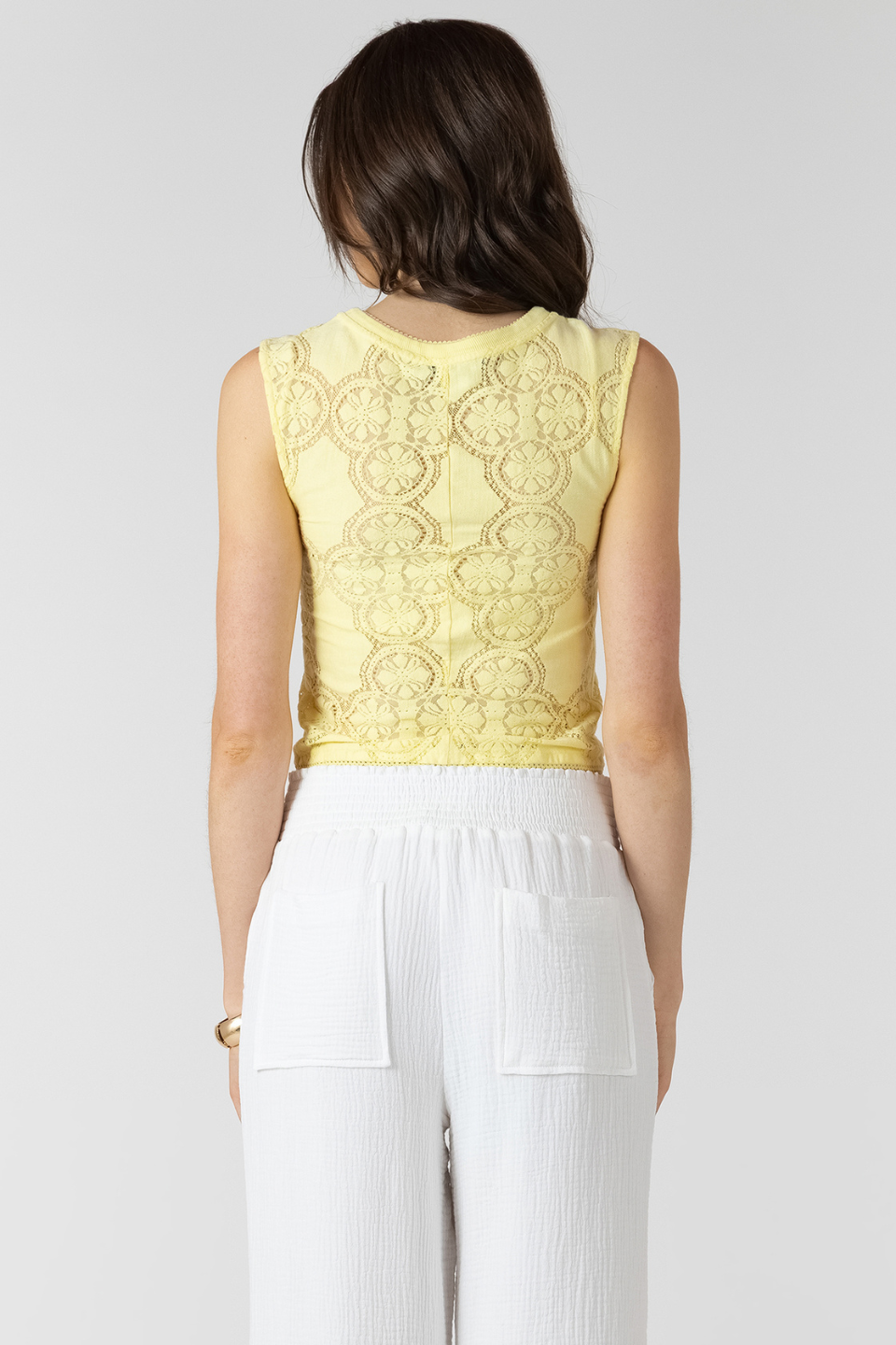 Dex Mae Lace Cutout Button Front Tank DEX