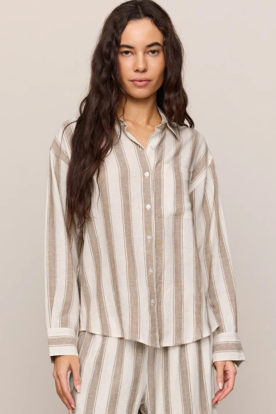 Z Supply Perfect Striped Linen Button Up