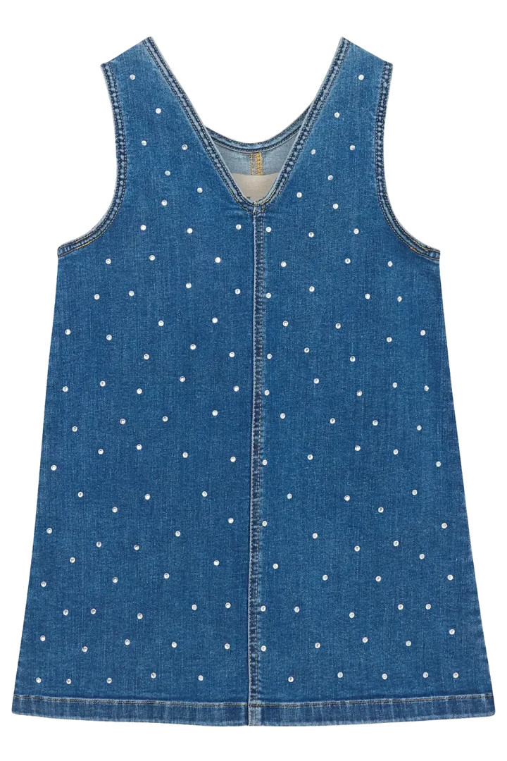 Creamie Spencer Denim Dress Rhinestones - Hot Peppers Clothing