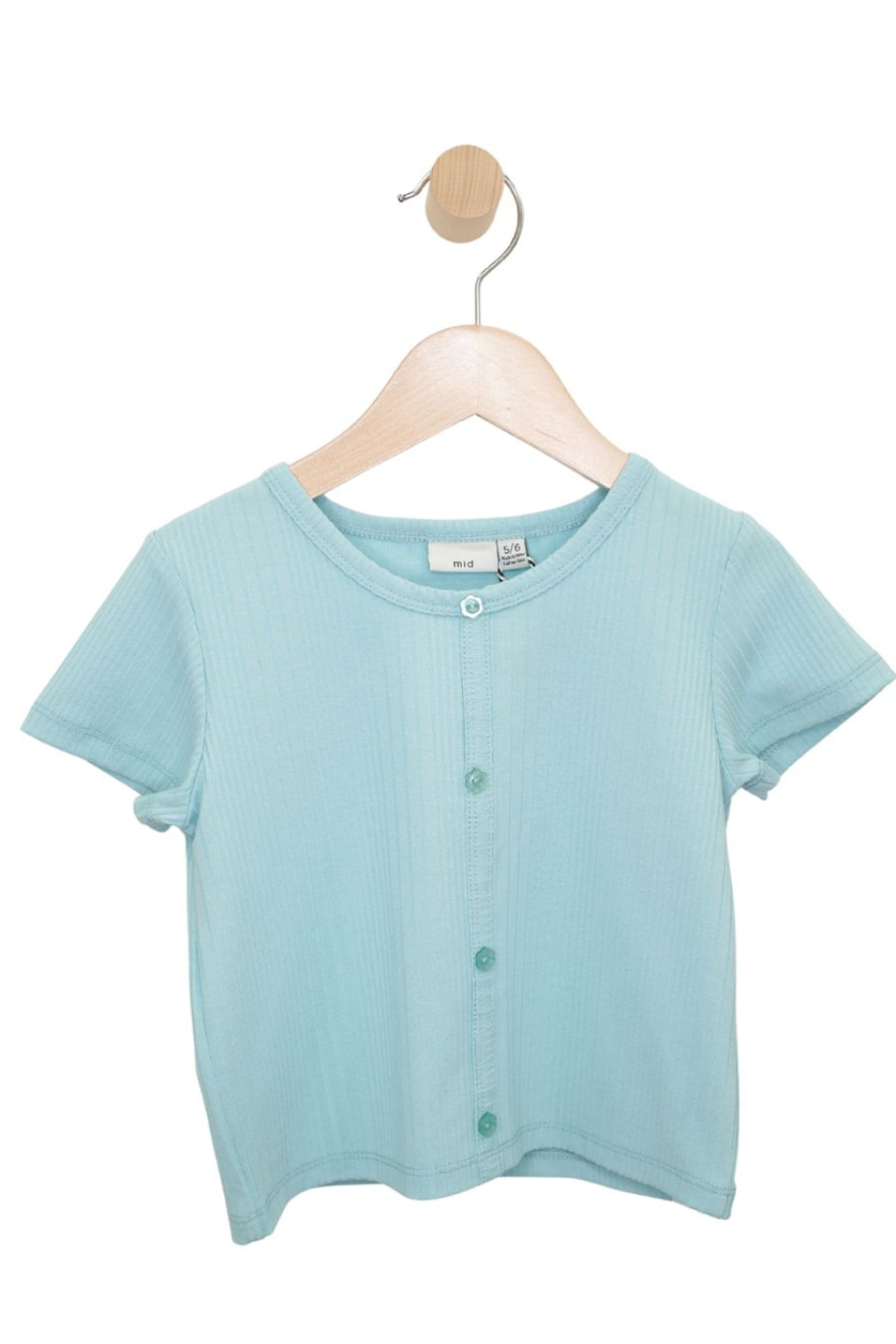 Girls’ Blue Ribbed Button-Front Tee - Hot Peppers Clothing