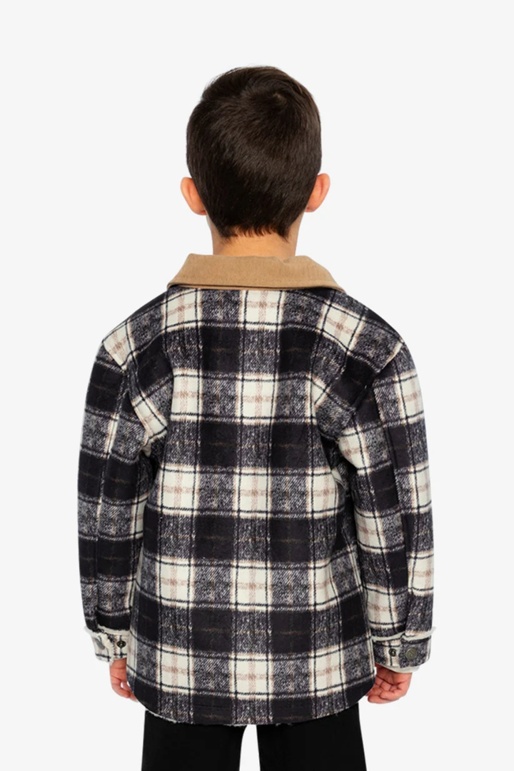 Deux Par Deux Brushed Plaid Zipped Jacket