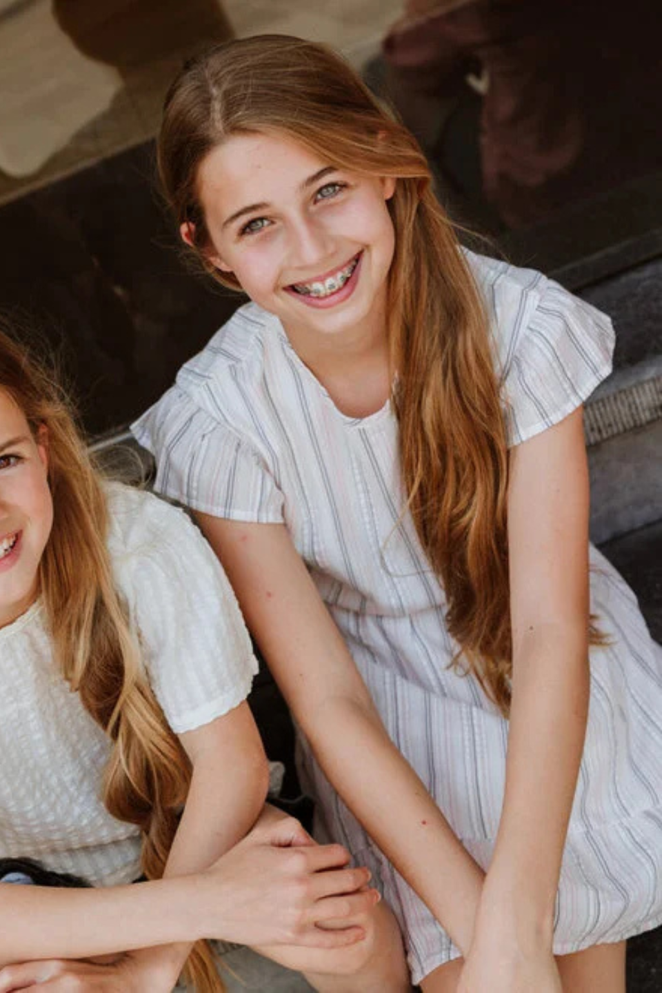 No Way Monday girls' dress, off-white striped - Hot Peppers Clothing