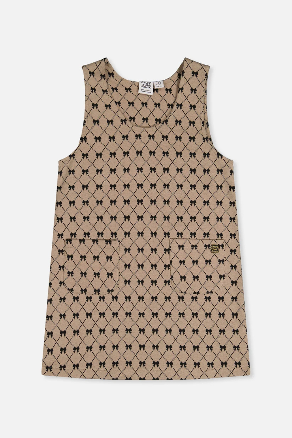 Deux Par Deux Jumper Beige Bow Tie Print
